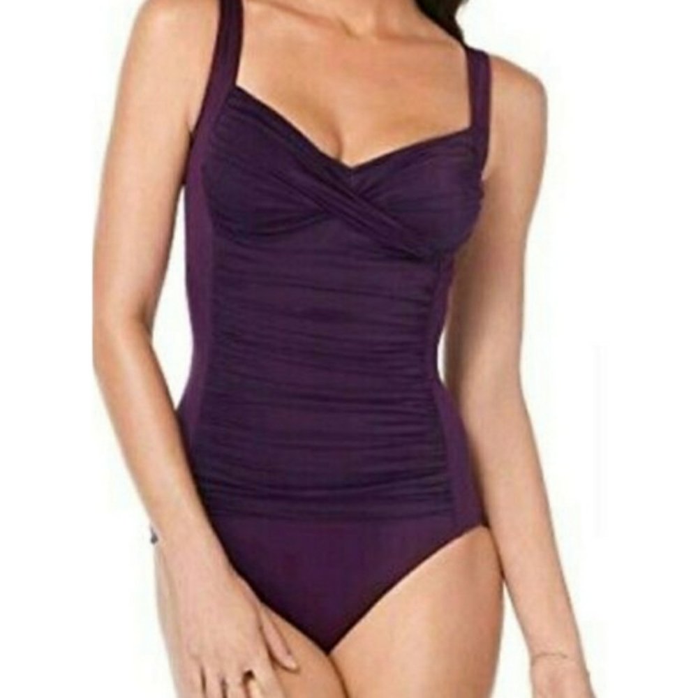 Miraclesuit Averi burgundy one piece swimsuit 18